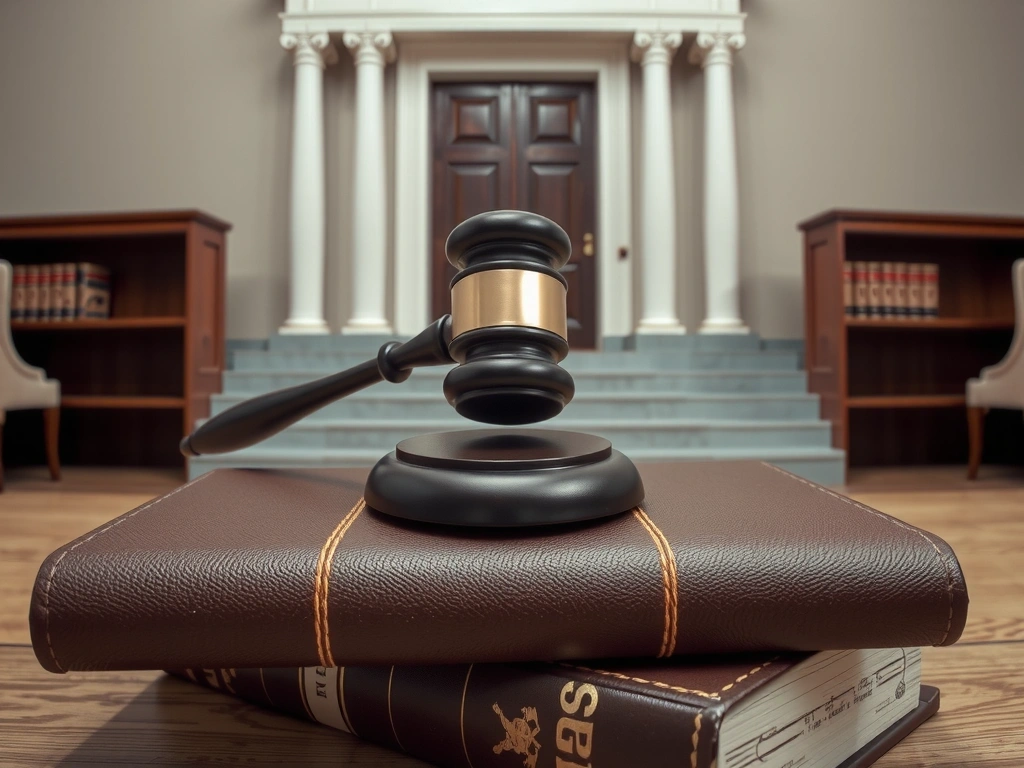Image of a gavel and legal books, symbolizing law and jurisdiction.